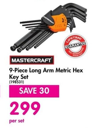 Makro MASTERCRAFT 9-Piece Long Arm Metric Hex Key Set offer