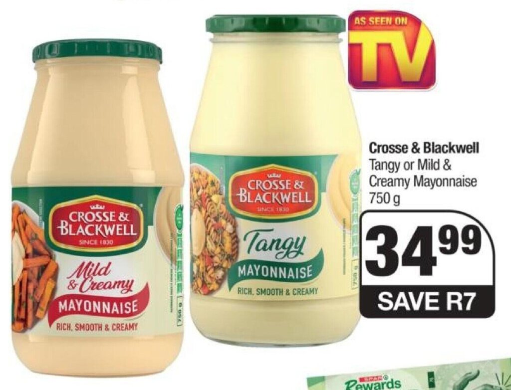 Crosse & Blackwell Tangy or Mild & Creamy Mayonnaise 750 g offer at