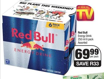 SuperSpar Red Bull Energy Drink 250 ml 6 pack Assorted offer