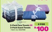 Game Mainstays 5 pack face towels or 3 pack guest towels-for 2 offer