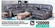 House & Home 6 piece bentley corner chaise recliner lounge suite with console offer