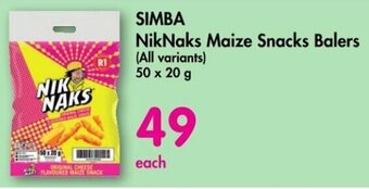 Makro SIMBA NikNaks Maize Snacks Balers 50 x 20g offer