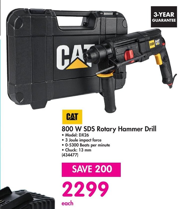 800 W SDS Rotary Hammer Drill CAT offer at Makro