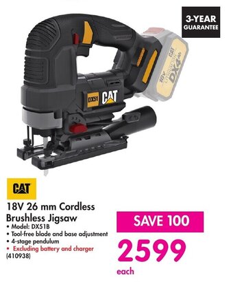 Makro CAT 18V 26 mm Cordless Brushless Jigsaw offer