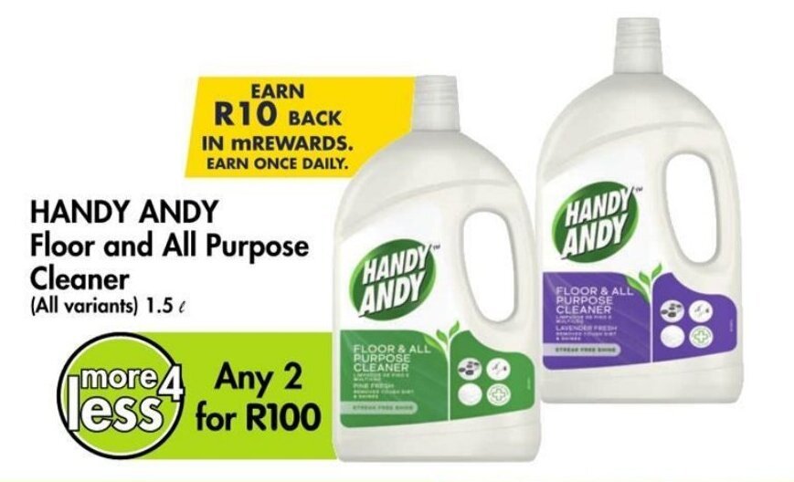 HANDY ANDY Floor and All Purpose Cleaner 1.5L offer at Makro