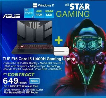 Incredible Connection ASUS TUF F15 Core i5 11400H Gaming Laptop offer