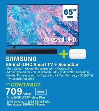 Incredible Connection SAMSUNG 65-inch UHD Smart TV + Soundbar offer