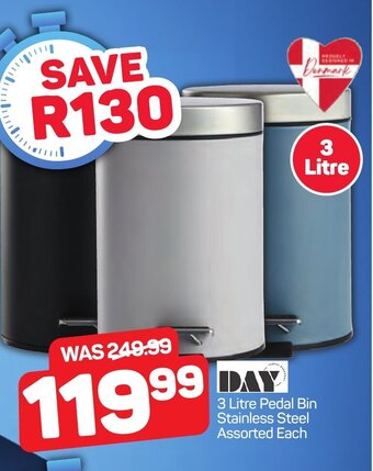 Pick n Pay DAY 3 Litre Pedal Bin Stainless Steel Assorted Each offer