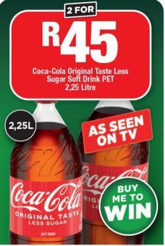 Coca-Cola Original Taste Less Sugar Soft Drink PET 2,25 Litre