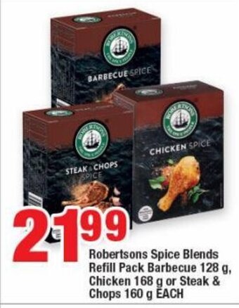 OK Grocer Robertsons Spice Blends Refill Pack Barbecue 128 g, Chicken 168 g or Steak & Chops 160 g EACH offer