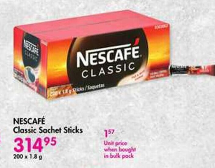 NESCAFÉ Classic Sachet Sticks 200x1.8g offer at Makro