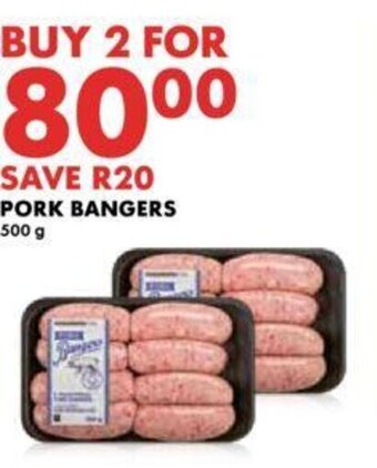 Woolworths PORK BANGERS 500g offer