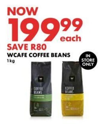Woolworths WCAFE COFFEE BEANS 1kg offer