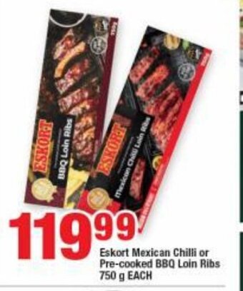 OK Grocer Eskort Mexican Chilli or Pre-cooked BBQ Loin Ribs 750g offer