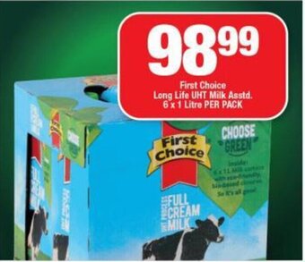 First Choice Long Life UHT Milk Asstd. 6 x 1 Litre PER PACK