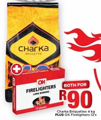 OK Grocer Charka Briquettes 4 kg + OK Firelighters 12's offer