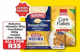 1UP Bokomo Weetbix 187g, Cornflakes 200g, Instant Oats 200g offer