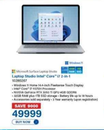 Incredible Connection Laptop Studio Intel Core i7 2-in-1 offer
