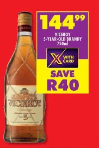 Shoprite VICEROY 5-YEAR-OLD BRANDY 750ml offer