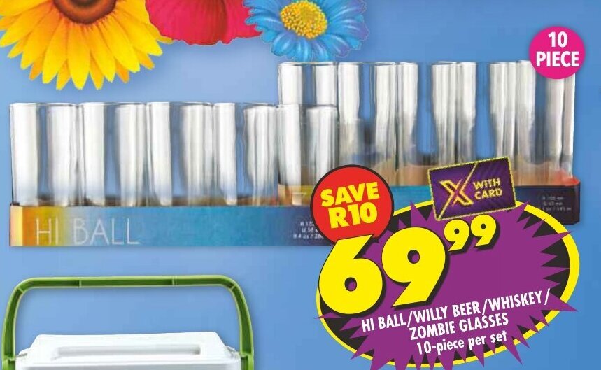 HI BALL/WILLY BEER/WHISKEY/ ZOMBIE GLASSES 10piece per set offer at
