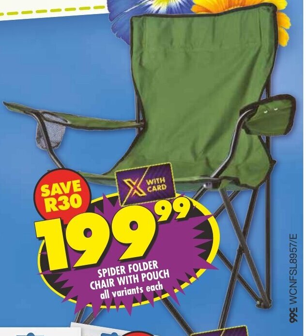 SPIDER FOLDER CHAIR WITH POUCH offer at Shoprite