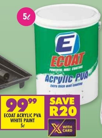 Shoprite ECOAT ACRYLIC PVA WHITE PAINT 5L offer