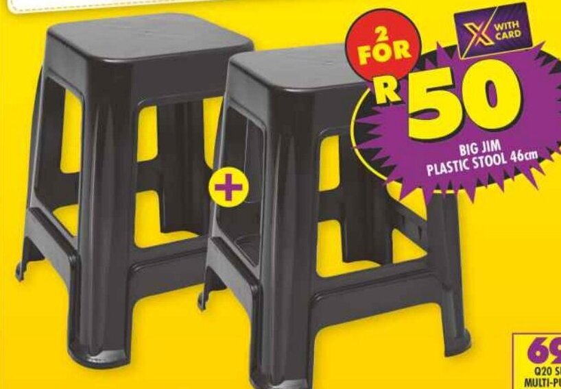 BIG JIM PLASTIC STOOL 46cm offer at Shoprite