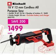 Makro Einhell 18v 12mm cordless all purpose saw te-ap 18/26-each offer