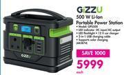 Gizzu 500w li-ion portable power station gps500