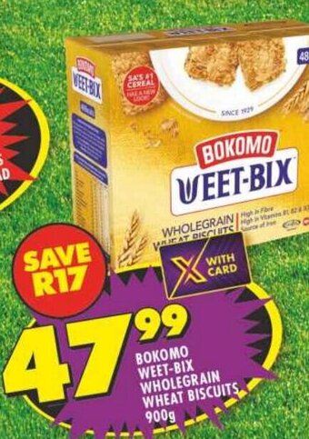 Shoprite BOKOMO WEET-BIX WHOLEGRAIN WHEAT BISCUITS 900g offer