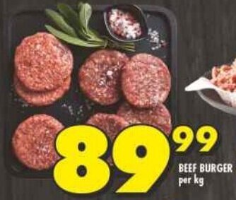 Shoprite BEEF BURGER per kg offer