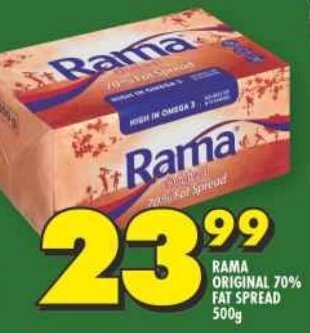 Shoprite RAMA ORIGINAL 70% FAT SPREAD 500g offer