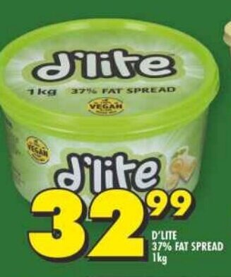 Shoprite D'LITE 37% FAT SPREAD 1kg offer