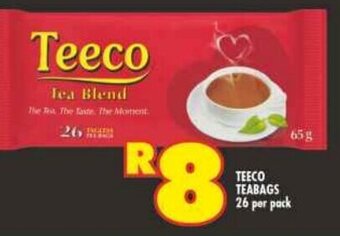 Shoprite TEECO TEABAGS 26 per pack offer