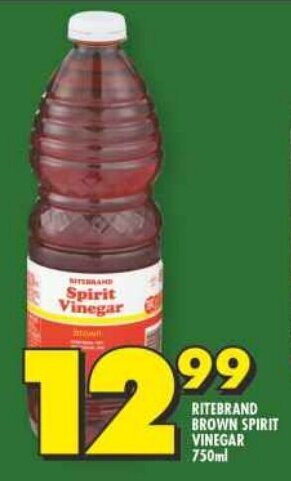 Shoprite RITEBRAND BROWN SPIRIT VINEGAR 750ml offer