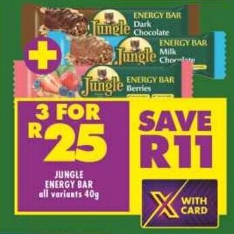 Shoprite JUNGLE ENERGY BAR all variants 40g offer