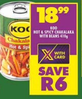 Shoprite KOO HOT & SPICY CHAKALAKA WITH BEANS 410g offer