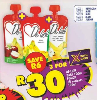 Shoprite DE-LISH BABY FOOD POUCH offer
