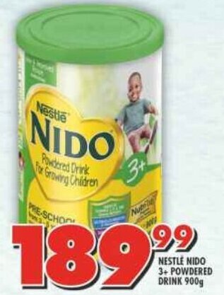 Shoprite NESTLE NIDO 3+ POWDERED DRINK 900g offer
