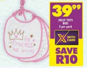 Shoprite JOLLY TOTS BIBS 3 per pack offer