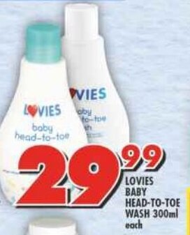 Shoprite LOVIES BABY HEAD-TO-TOE WASH 300ml each offer