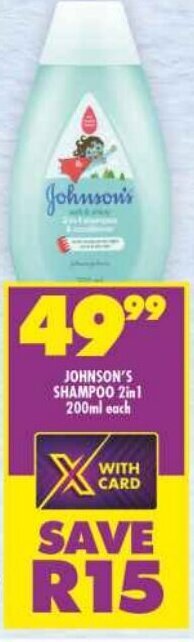 Shoprite JOHNSON'S SHAMPOO 2in1 200ml each offer
