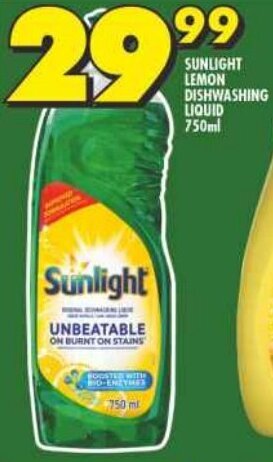Shoprite SUNLIGHT LEMON DISHWASHING LIQUID 750ml offer