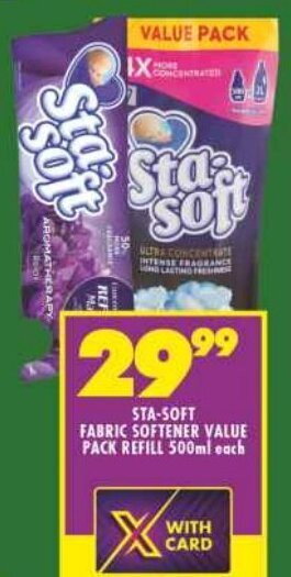 Shoprite STA-SOFT FABRIC SOFTENER VALUE PACK REFILL 500ml each offer