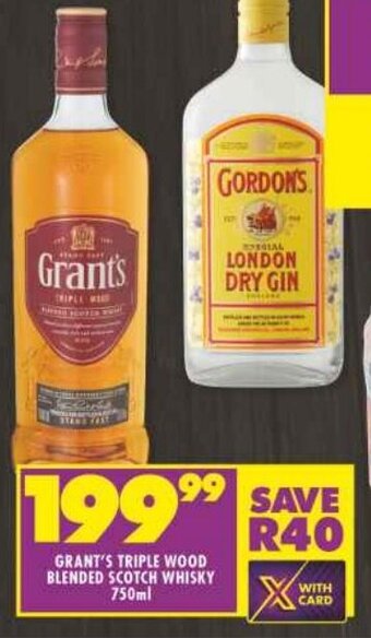 Shoprite GRANT'S TRIPLE WOOD BLENDED SCOTCH WHISKY 750ml offer