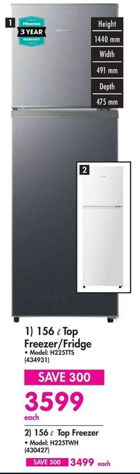 Makro 156L Top Freezer/Fridge offer