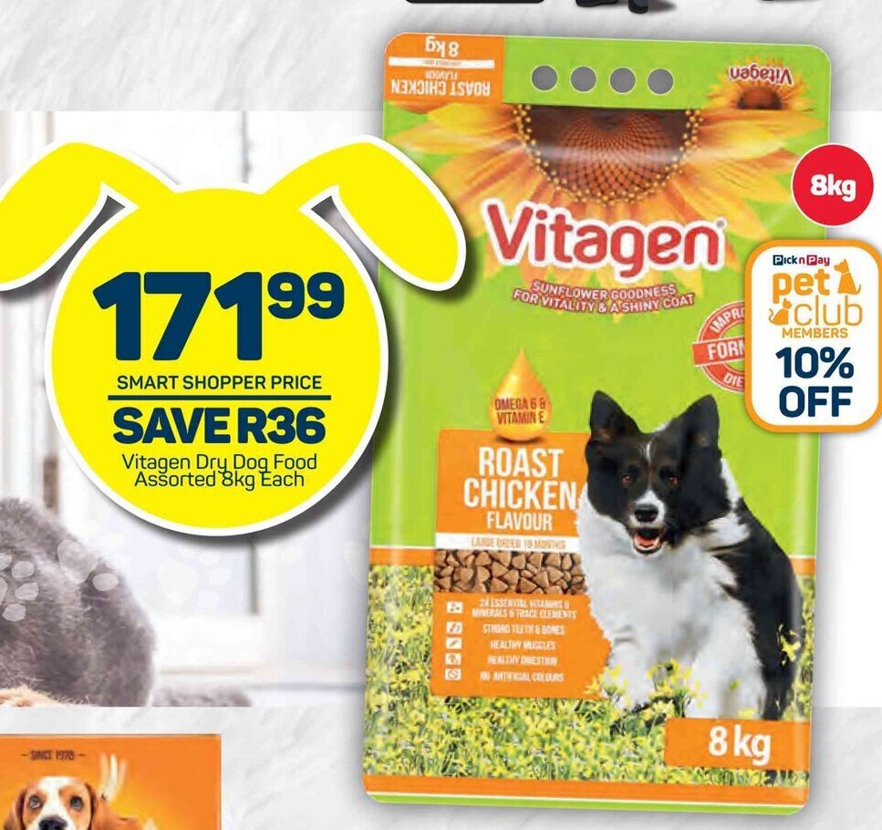 Vitagen Dry Dog Food Assorted 8kg Each offer at Pick n Pay
