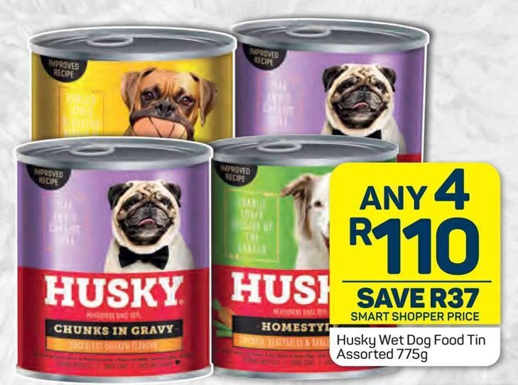 Husky Wet Dog Food Tin Assorted 775g offer at Pick n Pay