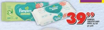 Shoprite PAMPERS SENSITIVE BABY WIPES 56/64 per pack offer