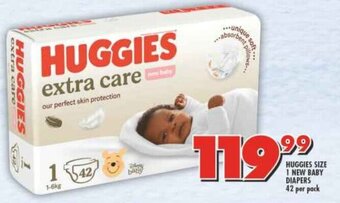 Shoprite HUGGIES SIZE 1 NEW BABY DIAPERS 42 per pack offer